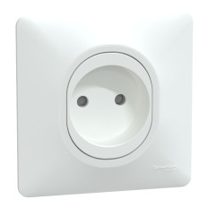 Prise de courant à puits 2P - Bornes vis - Avec plaque - Blanc - Ovalis