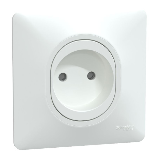 Prise de courant à puits 2P - Bornes vis - Avec plaque - Blanc - Ovalis