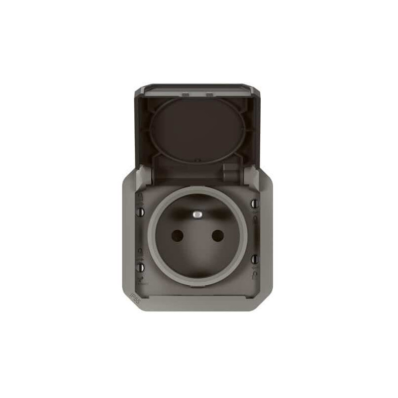 Prise 2P+T avec volet Anthracite Plexo
