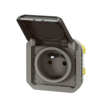 Prise 2P+T avec volet Anthracite Plexo