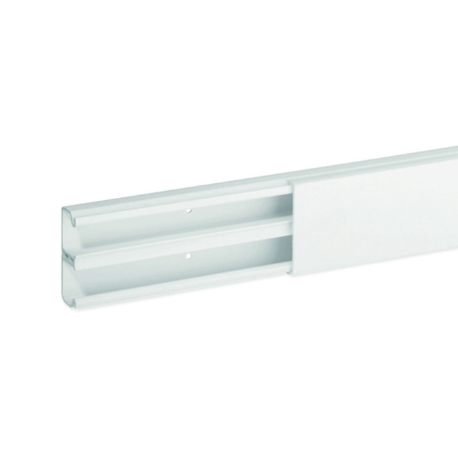 Goulotte de distribution cloisonnée - 40 x 17 mm - 2 compartiments - Longueur 2 m - Blanc - Ta-s