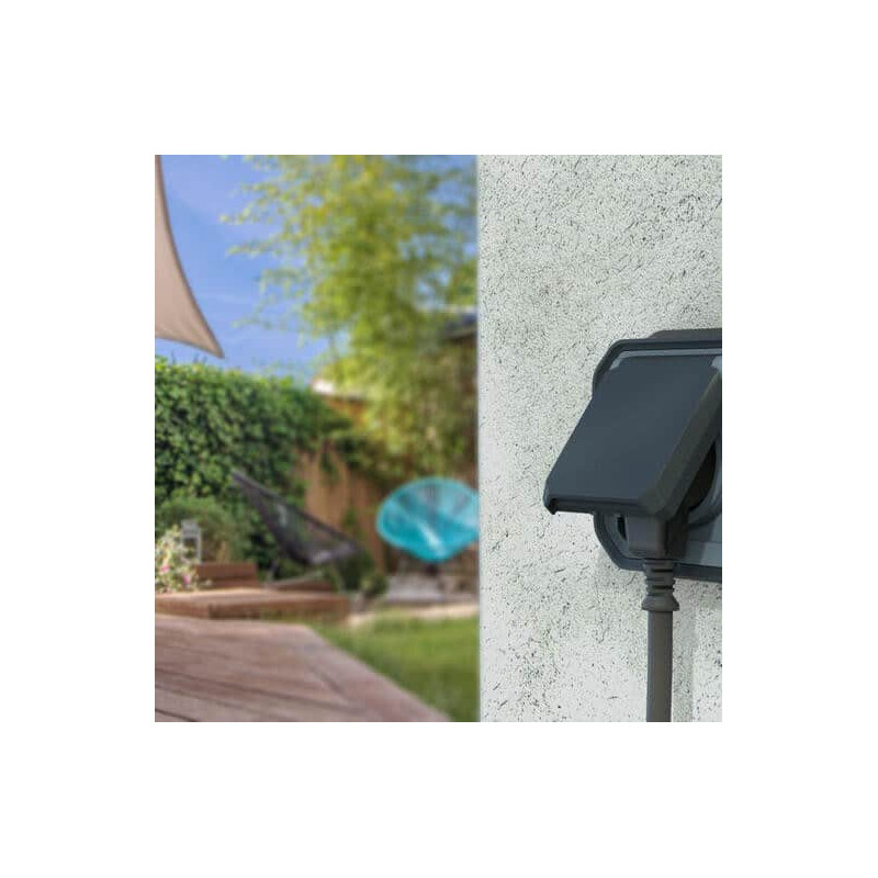 Prise 2P+T avec volet Anthracite Plexo