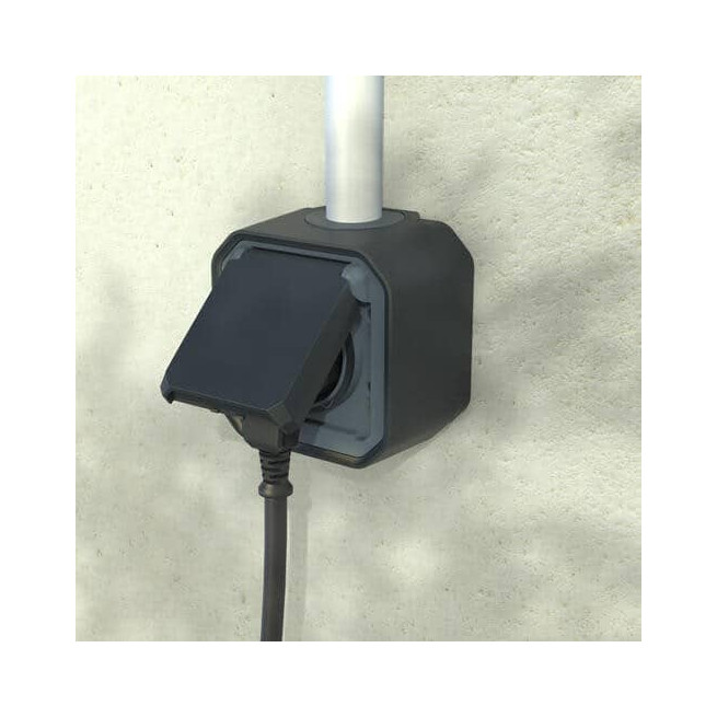Prise 2P+T avec volet Anthracite Plexo