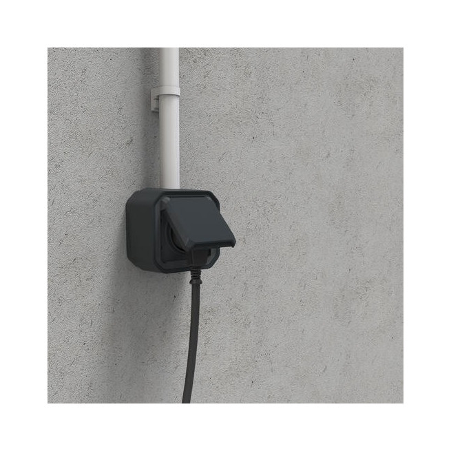 Prise 2P+T avec volet Anthracite Plexo