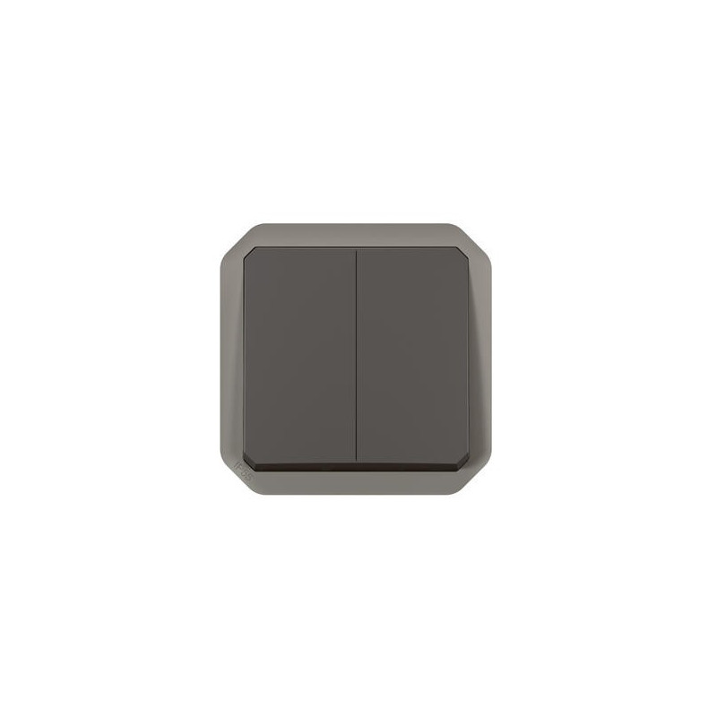 Double interrupteur poussoir Anthracite Plexo