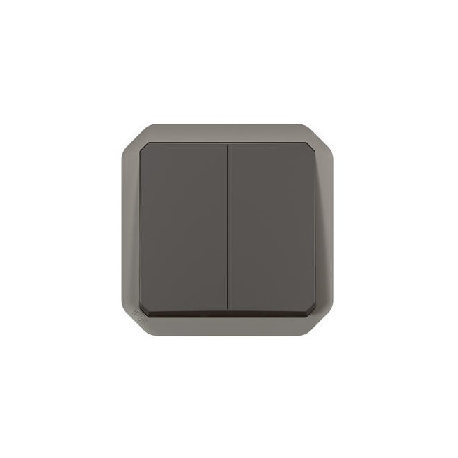 Double interrupteur poussoir Anthracite Plexo