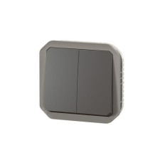 Double interrupteur poussoir Anthracite Plexo