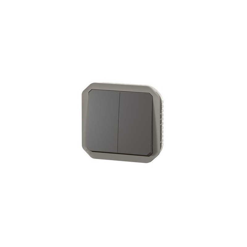 Double interrupteur poussoir Anthracite Plexo