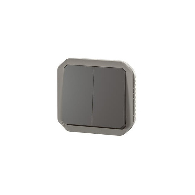 Double interrupteur poussoir Anthracite Plexo