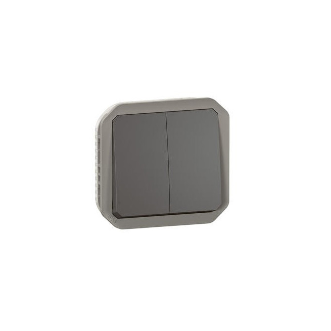 Double interrupteur poussoir Anthracite Plexo