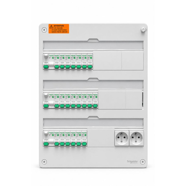 Tableau pré-équipé - Maison individuelle - 3 rangées - 18 modules - XE - Resi9
