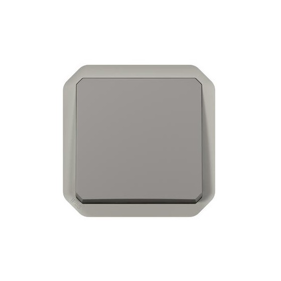 Poussoir simple étanche Plexo 10A à équiper d'un boitier ou d'une plaque support finition gris