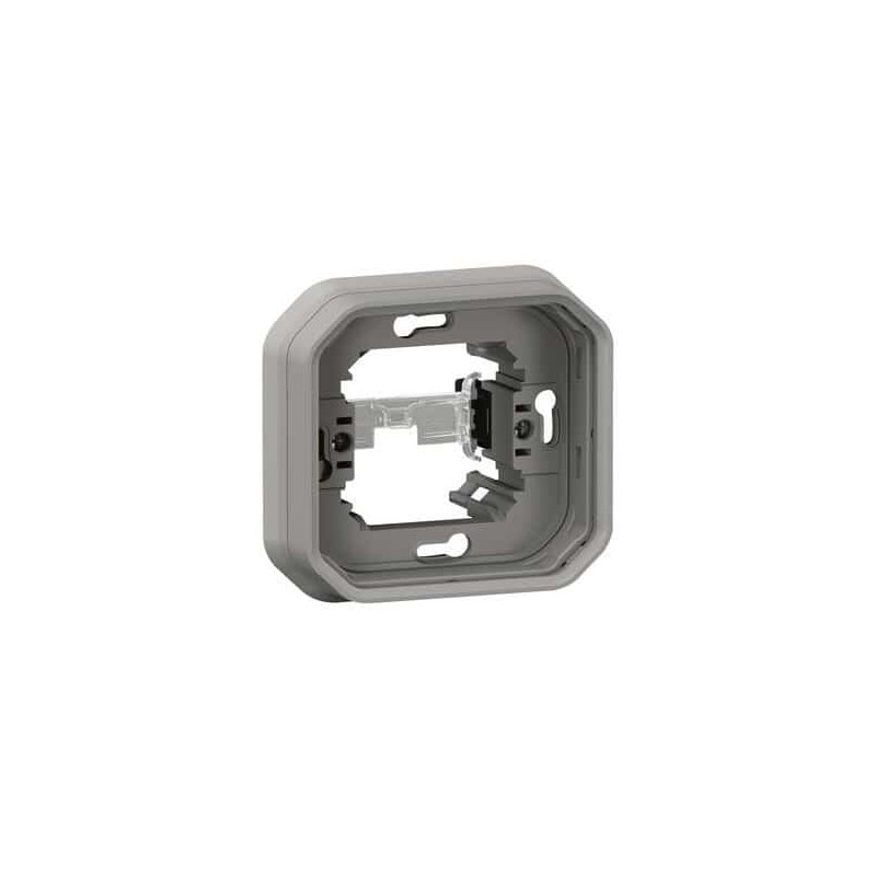 Support plaque encastré 1 poste Gris Plexo