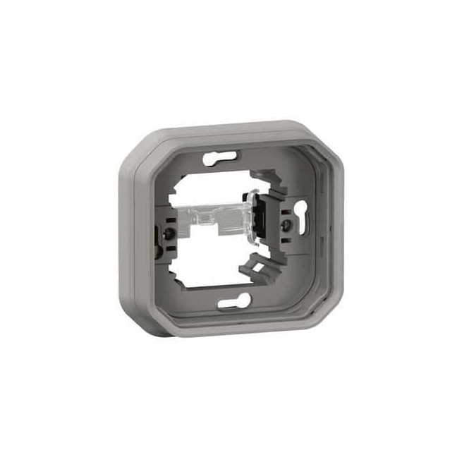 Support plaque encastré 1 poste Gris Plexo