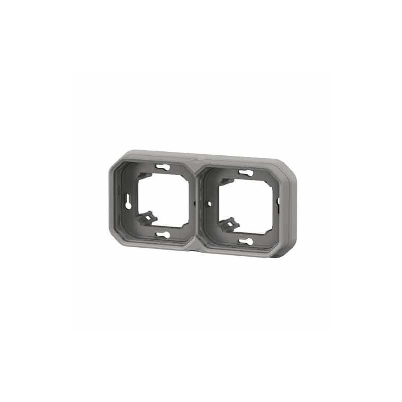 Support plaque 2 postes Gris Plexo