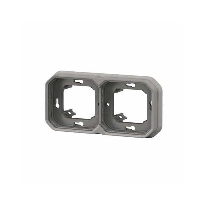 Support plaque 2 postes Gris Plexo