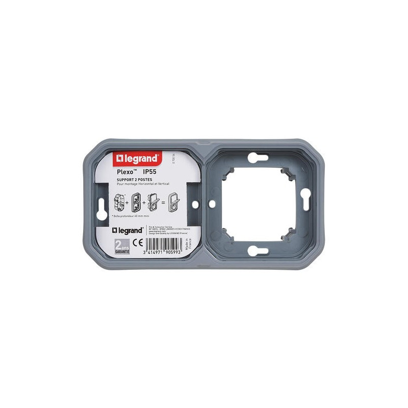 Support plaque 2 postes Gris Plexo