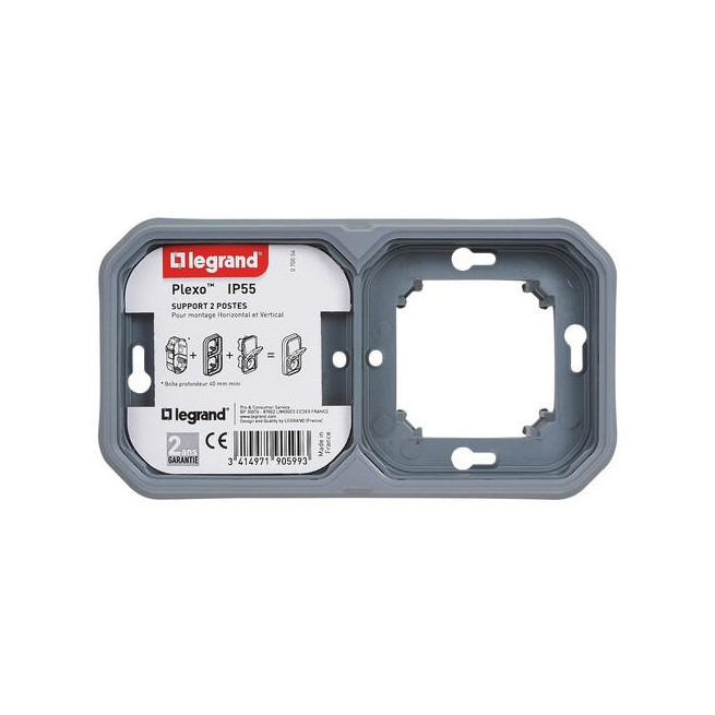 Support plaque 2 postes Gris Plexo