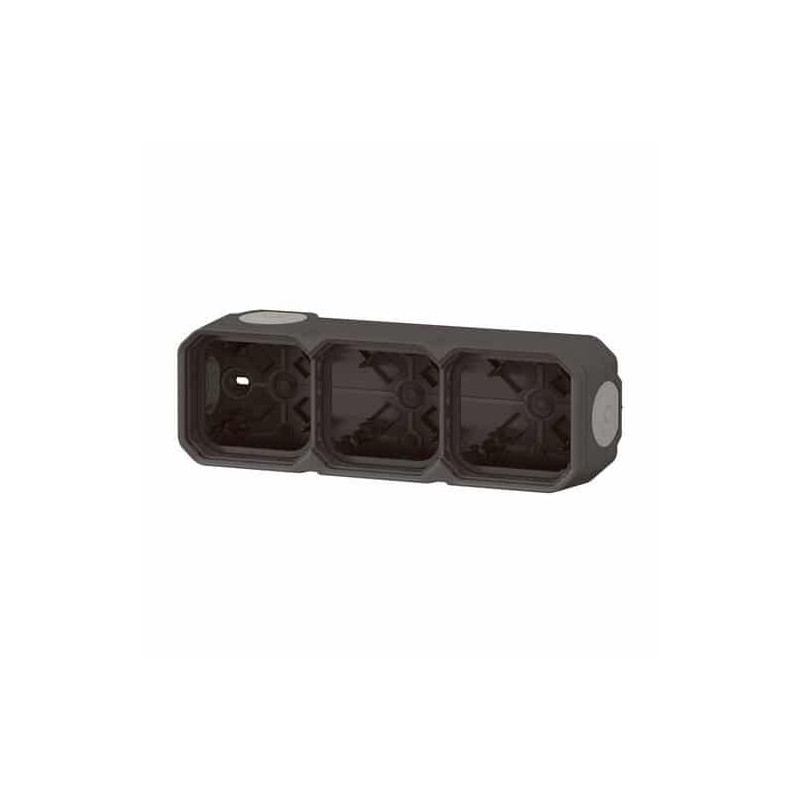 Boîtier apparent 3 postes Anthracite Plexo