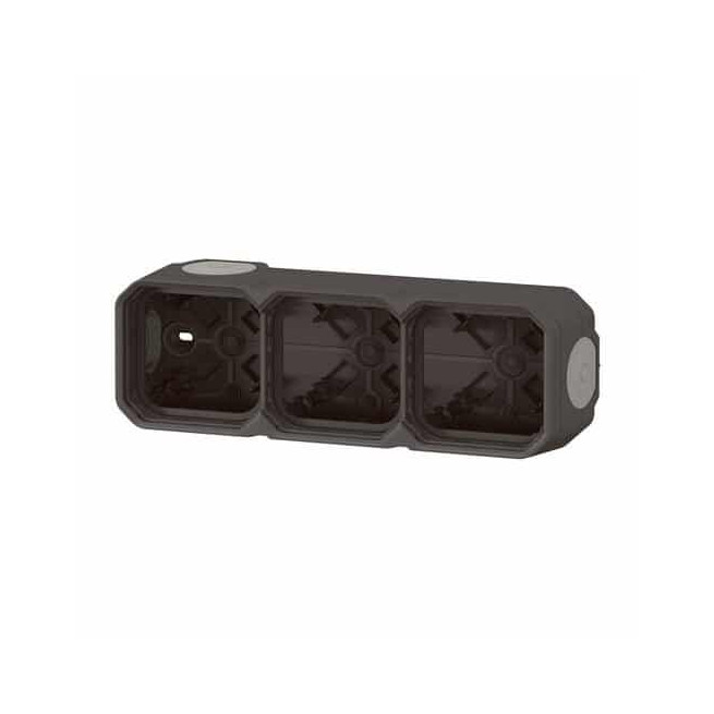 Boîtier apparent 3 postes Anthracite Plexo