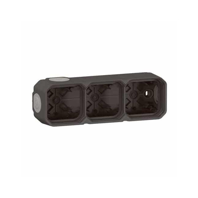 Boîtier apparent 3 postes Anthracite Plexo