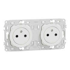 Double prise 2P+T affleurante précâblée Schneider Odace 2025 | Blanc ou Noir