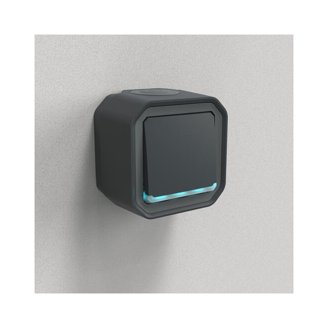 Poussoir NO lumineux Anthracite Plexo