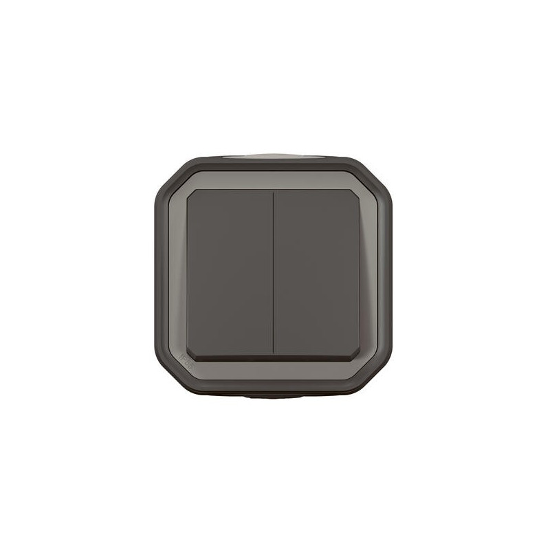 Double interrupteur poussoir Anthracite Plexo