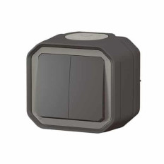 Double interrupteur poussoir Anthracite Plexo