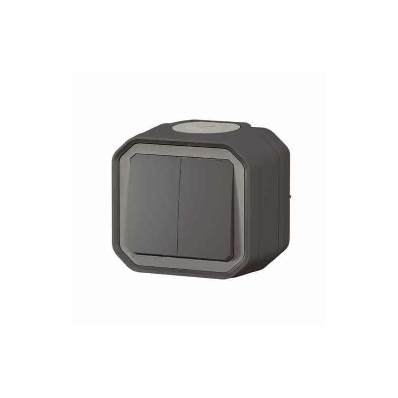 Double interrupteur poussoir Anthracite Plexo