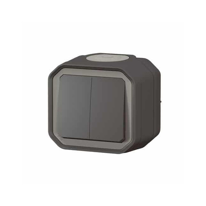 Double interrupteur poussoir Anthracite Plexo