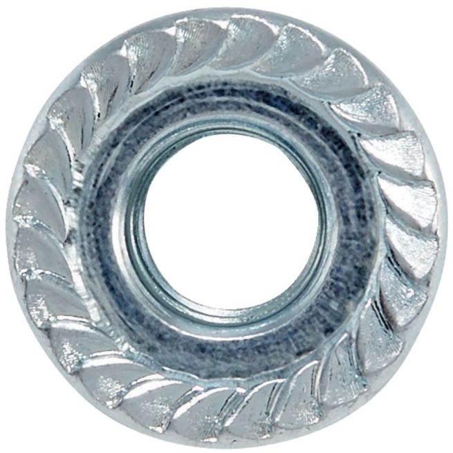 Lot de 100 écrous hexagonal à embase crantée - Acier zingué - M8
