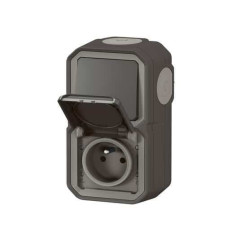 Prise 2P+T + va-et-vient Anthracite Plexo