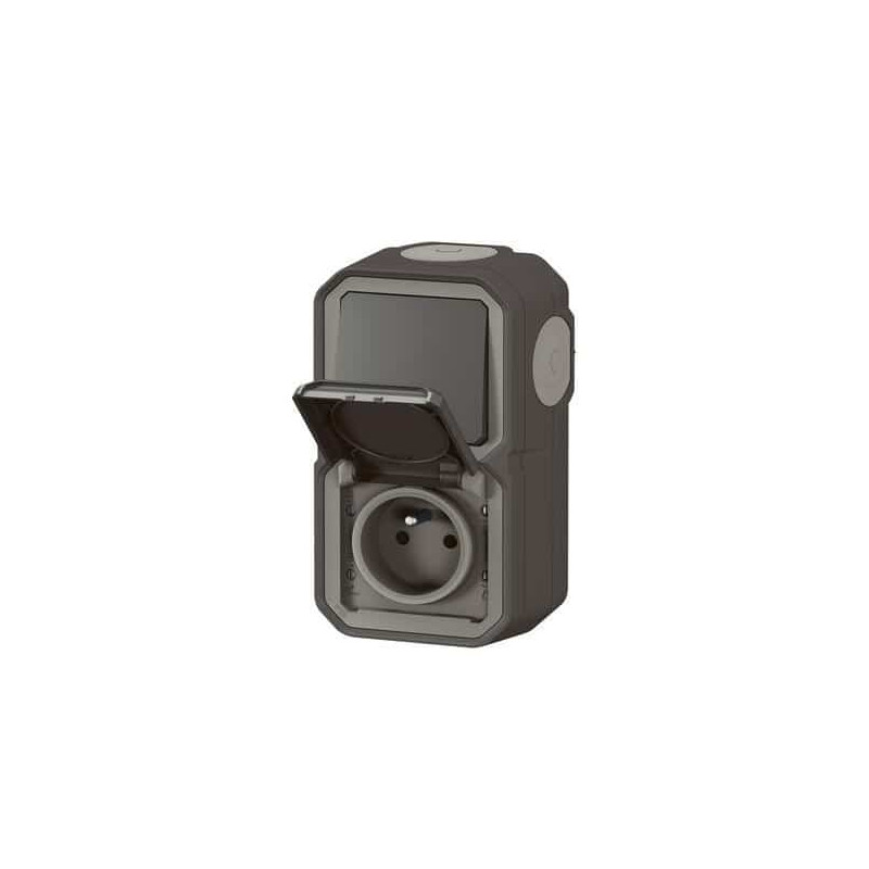 Prise 2P+T + va-et-vient Anthracite Plexo