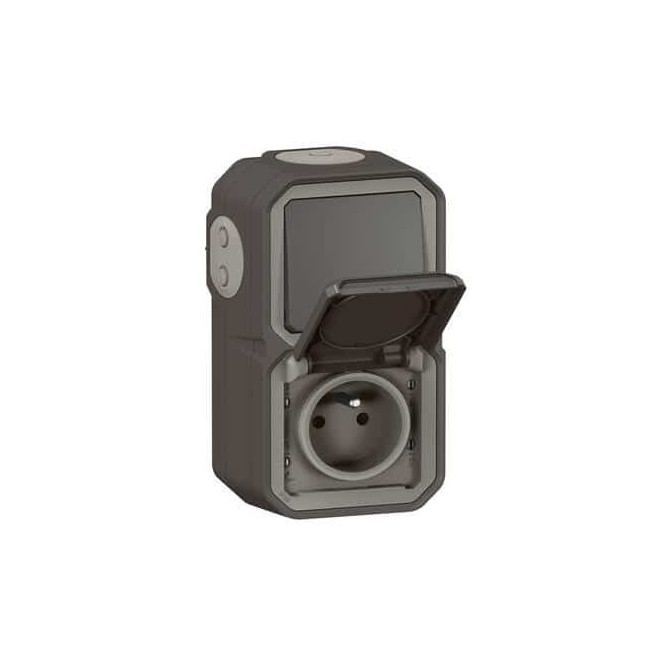 Prise 2P+T + va-et-vient Anthracite Plexo