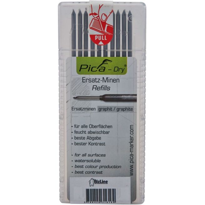 Lot de 10 mines de rechange pour crayon mine graphite - Pica Dry