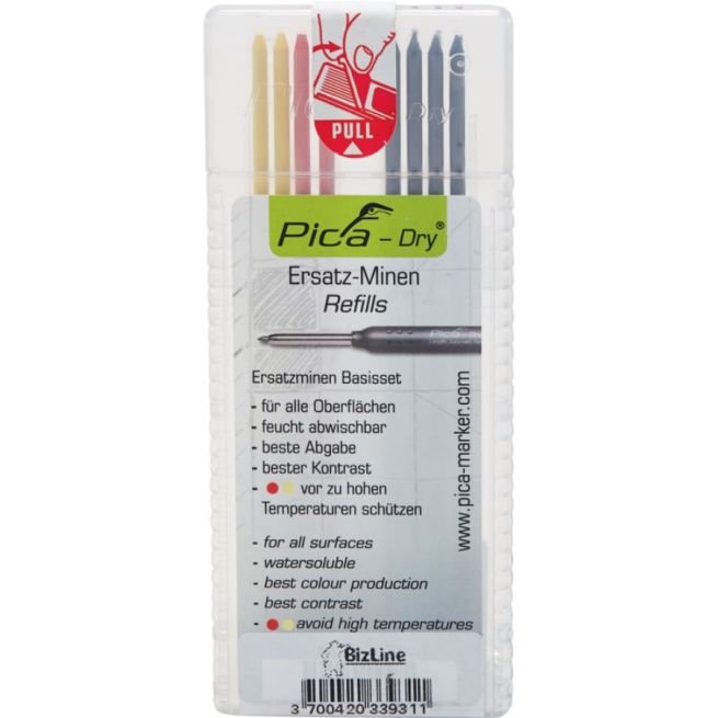 Lot de 8 mines de rechange pour crayon mine graphite - Pica Dry