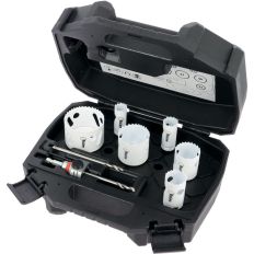 Coffret de 6 scies cloches CLIC II avec arbre et foret - 22/25/32/40/51/67 mm