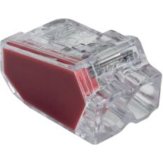 Lot de 200 bornes de connexion automatique - 2 entrées - 0,5-2,5 mm² - Transparente rouge