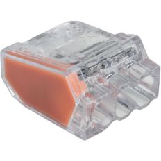 Lot de 150 bornes de connexion automatique - 3 entrées - 0,5-2,5 mm² - Transparente orange