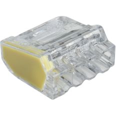 Lot de 100 bornes de connexion automatique - 4 entrées - 0,5-2,5 mm² - Transparente jaune