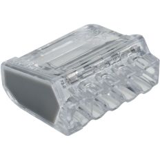 Lot de 100 bornes de connexion automatique - 5 entrées - 0,5-2,5 mm² - Transparente grise