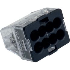 Lot de 50 bornes de connexion automatique - 8 entrées - 0,5-2,5 mm² - Transparente noire