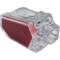 Lot de 1000 bornes de connexion automatique - 2 entrées - 0,5-2,5 mm² - Transparente rouge