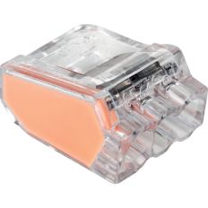 Lot de 1000 bornes de connexion automatique - 3 entrées - 0,5-2,5 mm² - Transparente orange