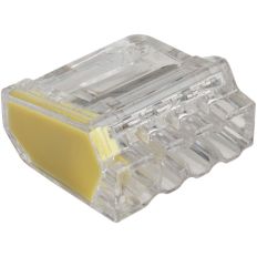 Lot de 500 bornes de connexion automatique - 4 entrées - 0,5-2,5 mm² - Transparente jaune