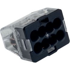 Lot de 250 bornes de connexion automatique - 8 entrées - 0,5-2,5 mm² - Transparente noire