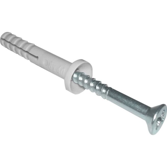 Lot de 500 chevilles à frapper - Avec collerette plate renforcée et vis Pozidriv - Ø 5 mm - 40 mm