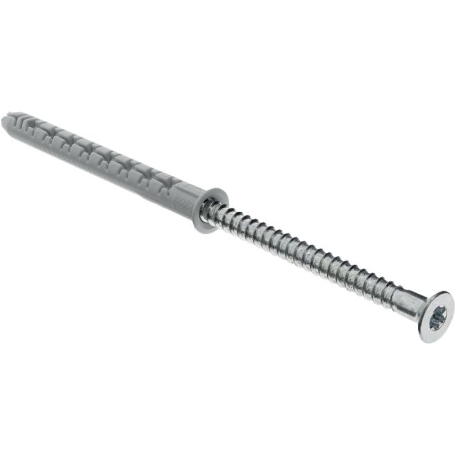 Lot de 100 chevilles à expansion longue avec vis Torx - Nylon - PA 6 - Ø 8mm - 80 mm