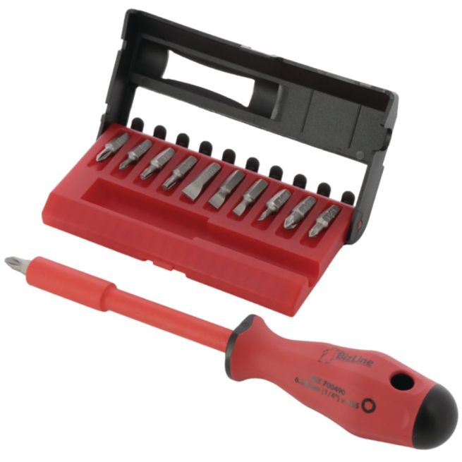 Tournevis porte-embout - Isolé 1000 V - Avec 11 embouts